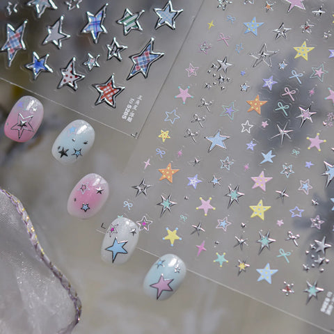 Metallic Star Nail Stickers | Celestial Nail Art Decals image