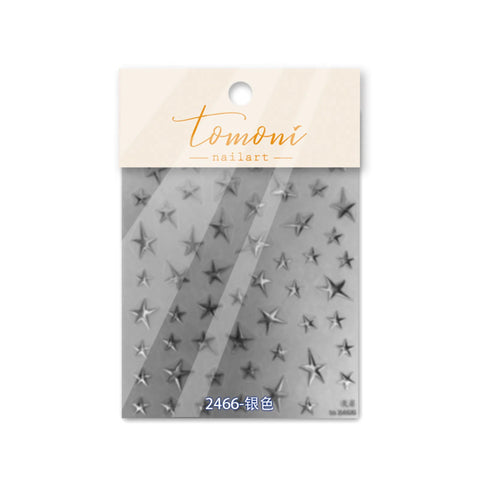 to2466-silver Metallic Star Nail Stickers variant image - Tomoni Nail Art