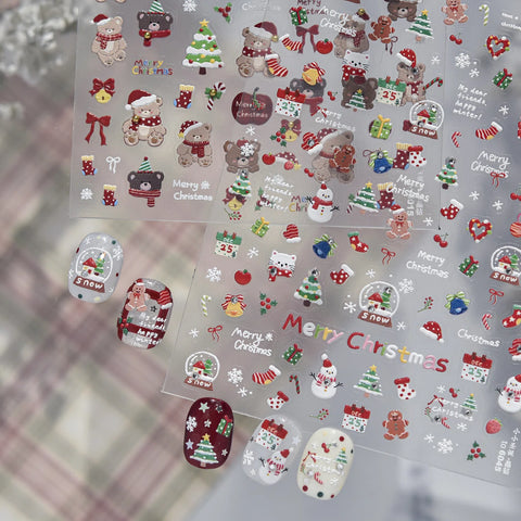 Mini Christmas Nail Stickers | Kawaii Holiday Nail Art Decals - image 1