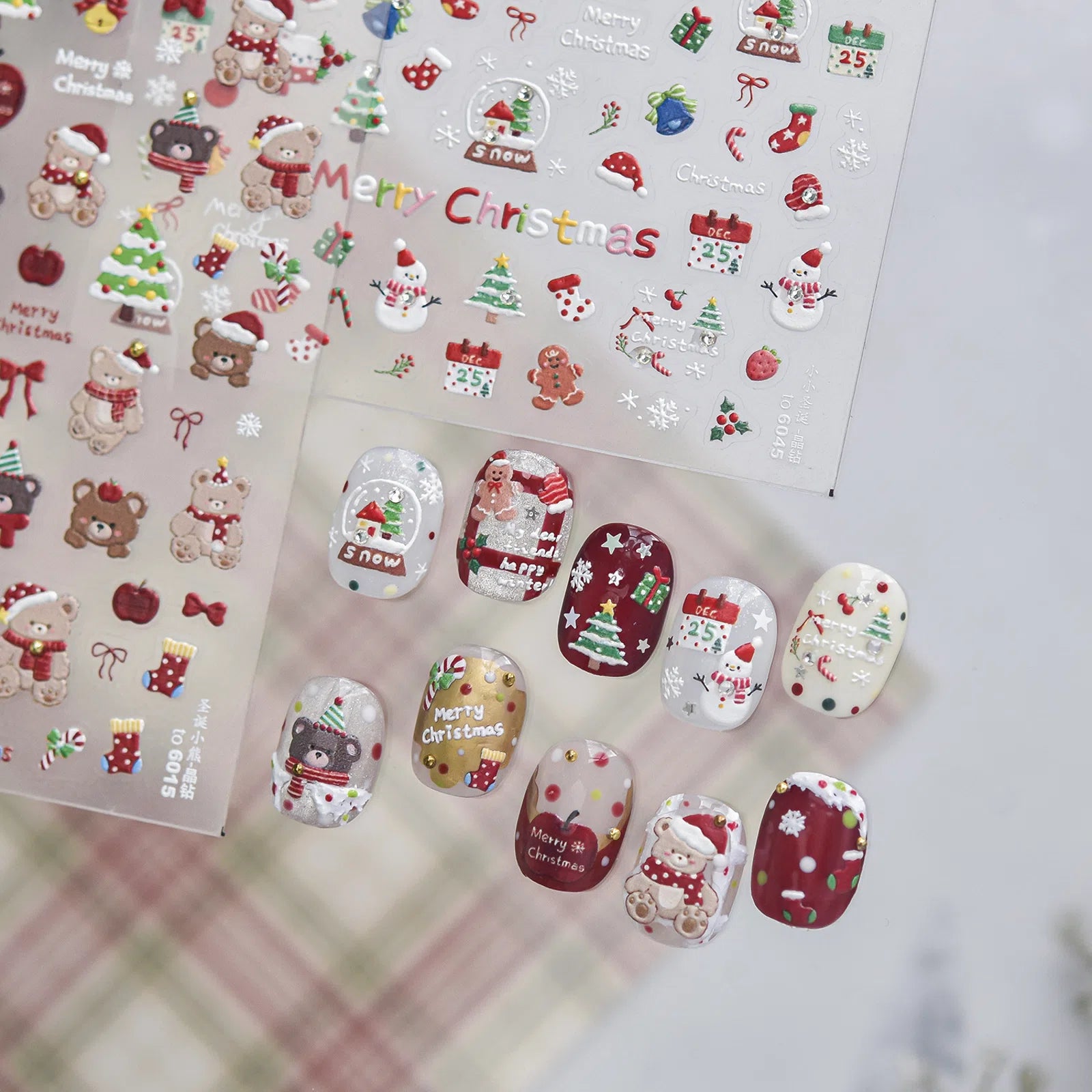 Mini Christmas Nail Stickers | Kawaii Holiday Nail Art Decals - image 2