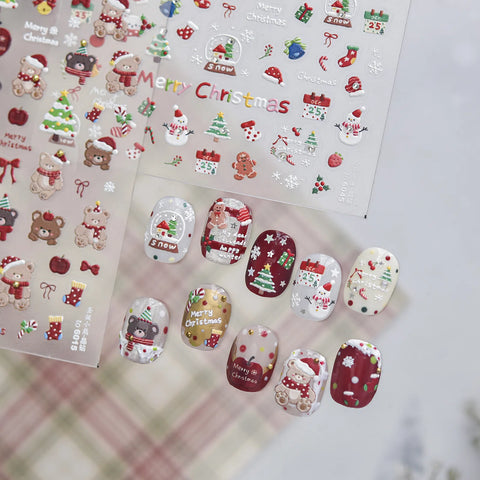 Mini Christmas Nail Stickers | Kawaii Holiday Nail Art Decals - image 2