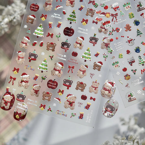 Mini Christmas Nail Stickers | Kawaii Holiday Nail Art Decals - image 3