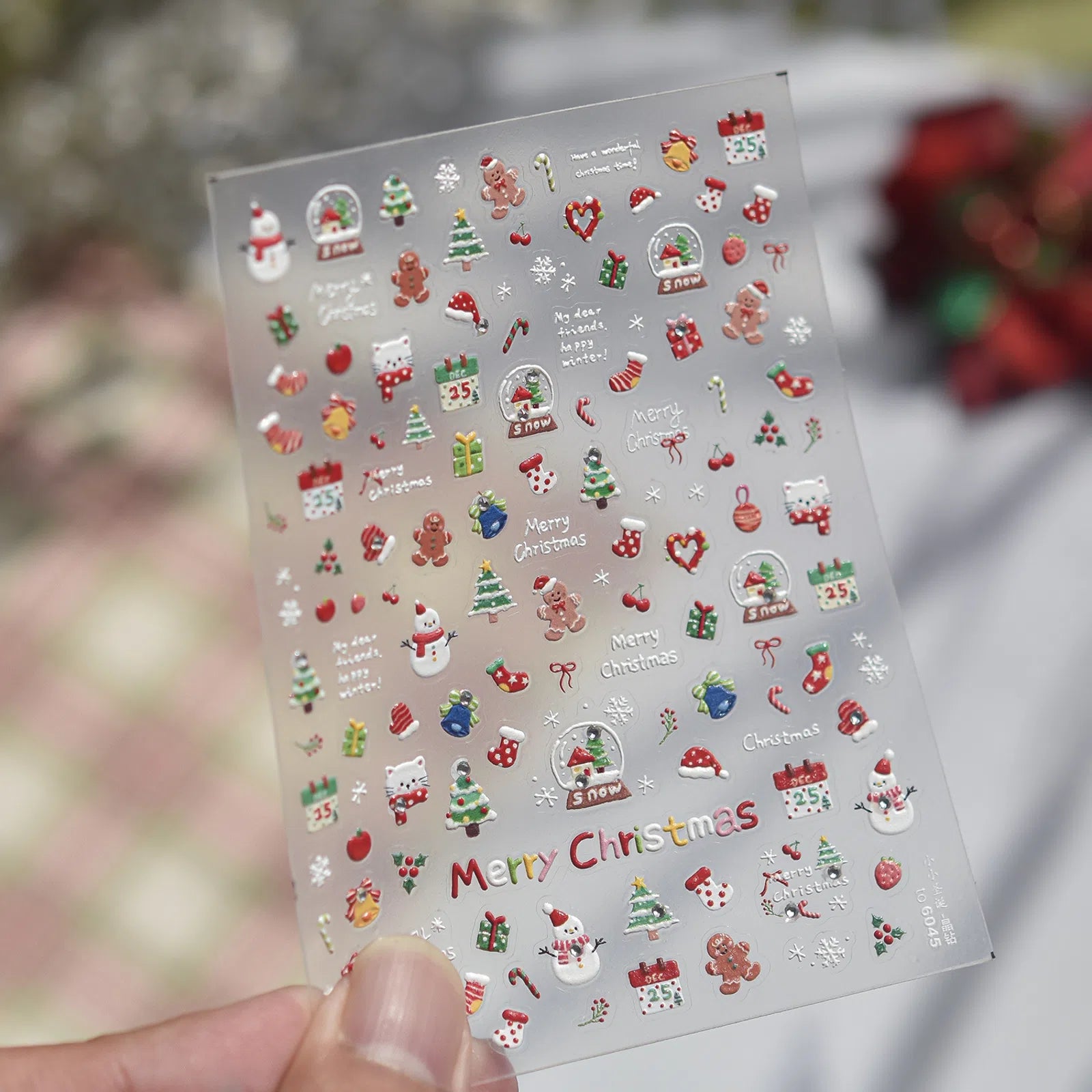 Mini Christmas Nail Stickers | Kawaii Holiday Nail Art Decals - to6045 variant image