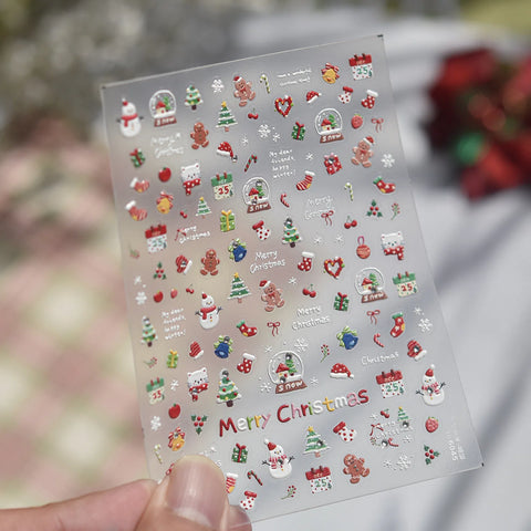 Mini Christmas Nail Stickers | Kawaii Holiday Nail Art Decals - to6045 variant image