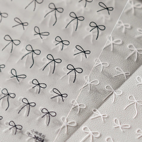 Minimal Bow Nail Stickers | Coquette Ribbon Nail Art Decals - image 1
