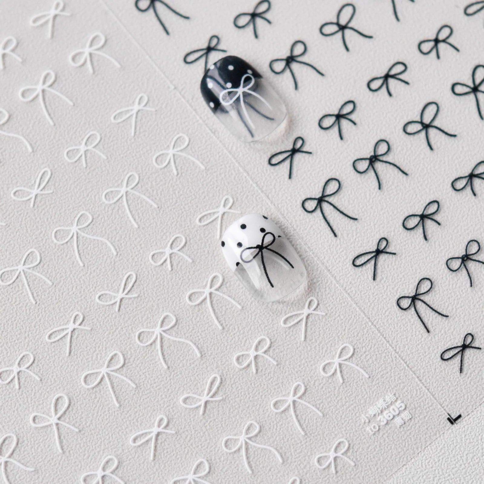 Minimal Bow Nail Stickers | Coquette Ribbon Nail Art Decals - image 2
