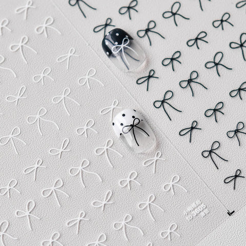 Minimal Bow Nail Stickers | Coquette Ribbon Nail Art Decals - image 2