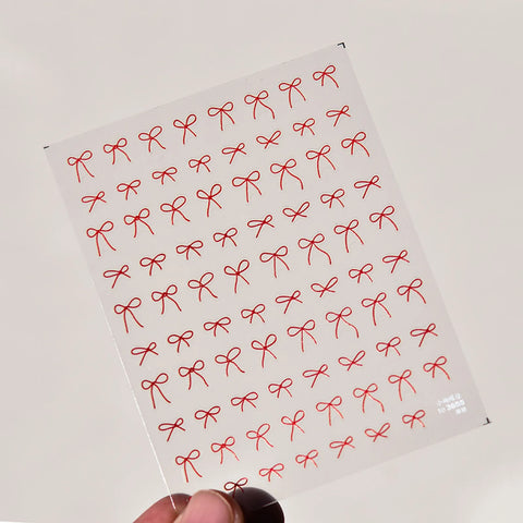 Minimal Bow Nail Stickers | Coquette Ribbon Nail Art Decals - image 5