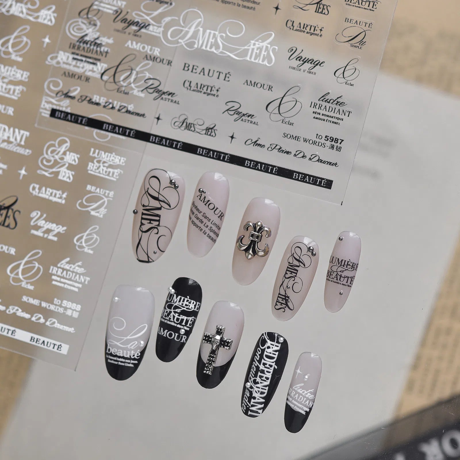 Minimal Letter Nail Stickers | Modern Nail Art Decals - image 1