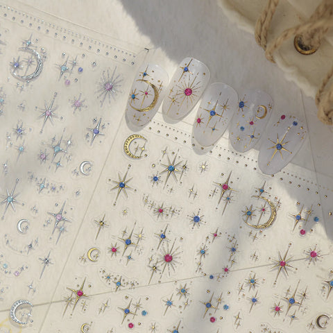 Moon Star Nail Stickers | Celestial Nail Art Decals - image 1