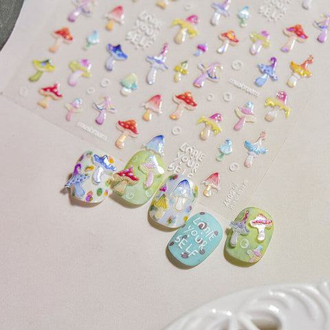 Mushroom Nail Stickers, Cute Mushroom Nail Decals, Nail Art Stickers, Cute Nail Stickers, Nail Supplies, DIY Nails