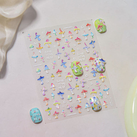 Mushroom Nail Stickers, Cute Mushroom Nail Decals, Nail Art Stickers, Cute Nail Stickers, Nail Supplies, DIY Nails
