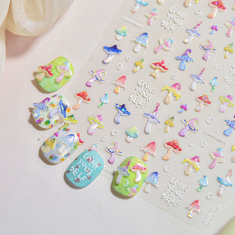 Mushroom Nail Stickers, Cute Mushroom Nail Decals, Nail Art Stickers, Cute Nail Stickers, Nail Supplies, DIY Nails