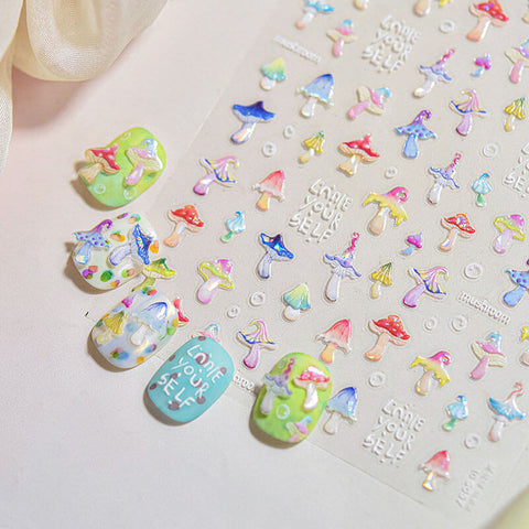 Mushroom Nail Stickers, Cute Mushroom Nail Decals, Nail Art Stickers, Cute Nail Stickers, Nail Supplies, DIY Nails