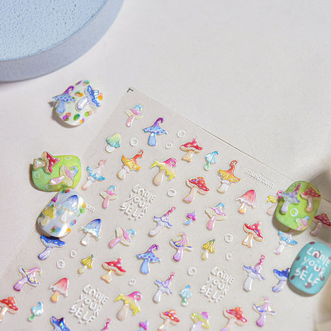 Mushroom Nail Stickers, Cute Mushroom Nail Decals, Nail Art Stickers, Cute Nail Stickers, Nail Supplies, DIY Nails