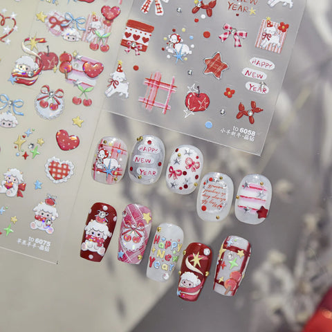 New Year Sheep Nail Stickers | Kawaii Nail Art Decals - image 1