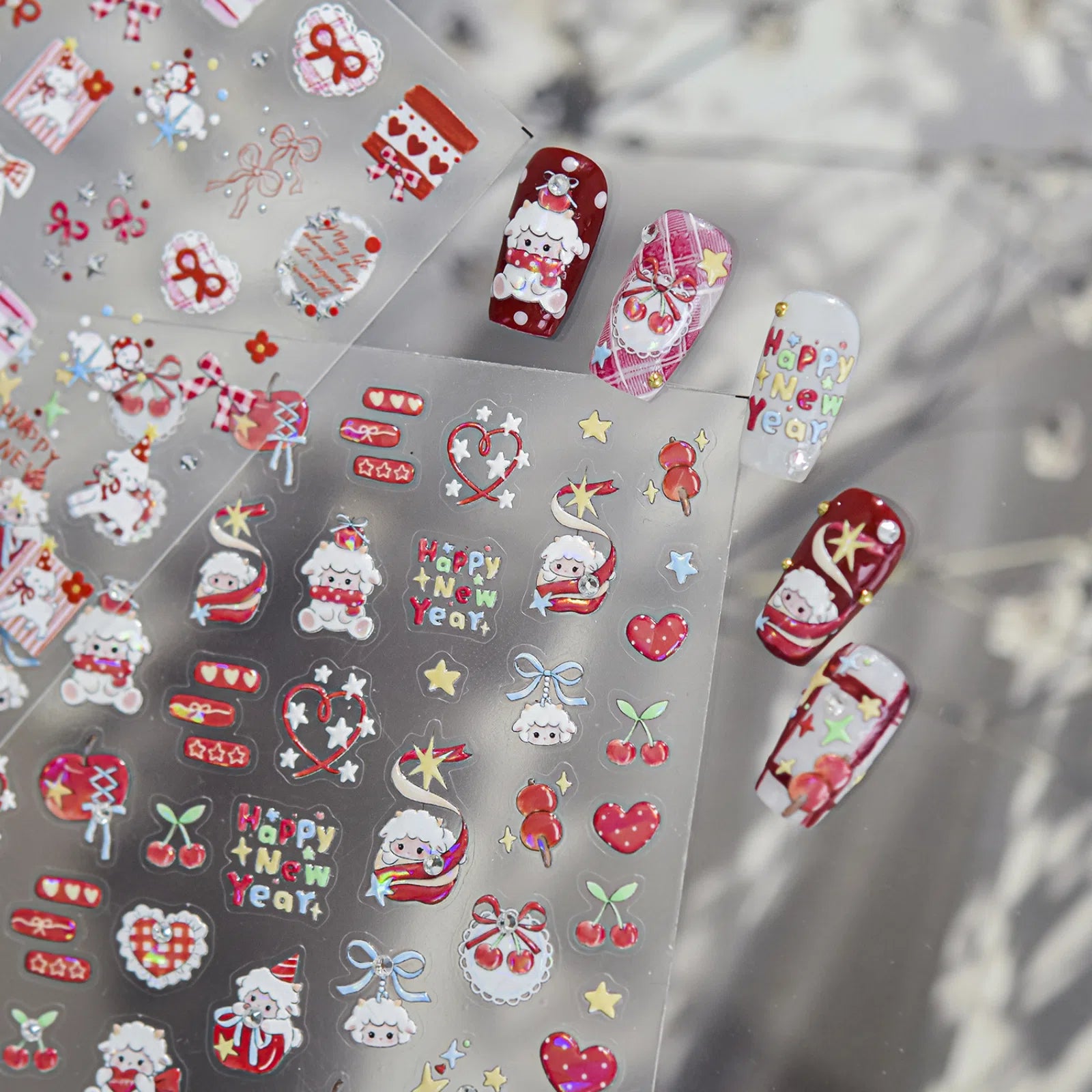 New Year Sheep Nail Stickers | Kawaii Nail Art Decals - image 2
