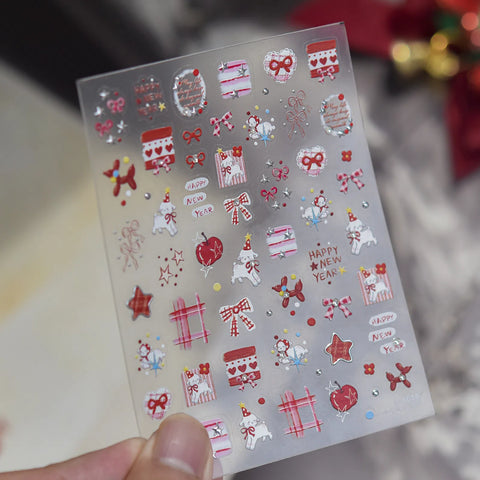 New Year Sheep Nail Stickers | Kawaii Nail Art Decals image