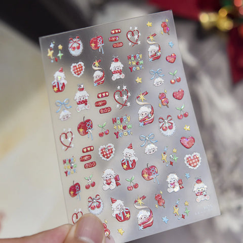 New Year Sheep Nail Stickers | Kawaii Nail Art Decals image