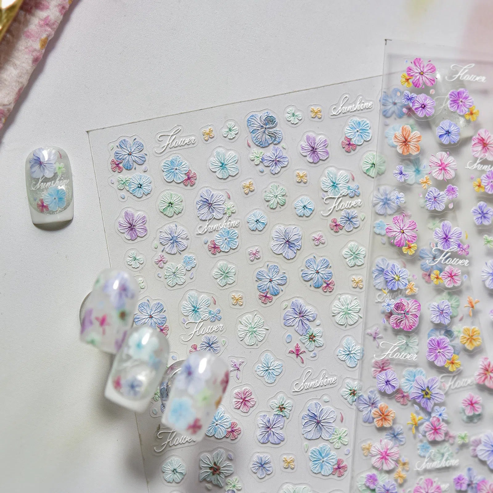 Pastel Dried Flower Nail Stickers | Korean Floral Nail Art Decals - image 5