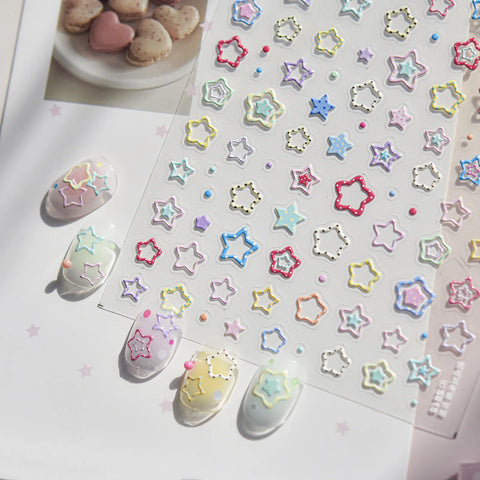 Pastel Star Nail Stickers | Kawaii Celestial Nail Art Decals - image 1