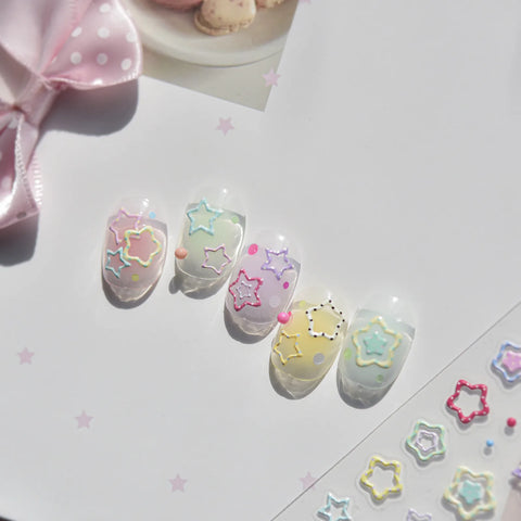 Pastel Star Nail Stickers | Kawaii Celestial Nail Art Decals - image 2