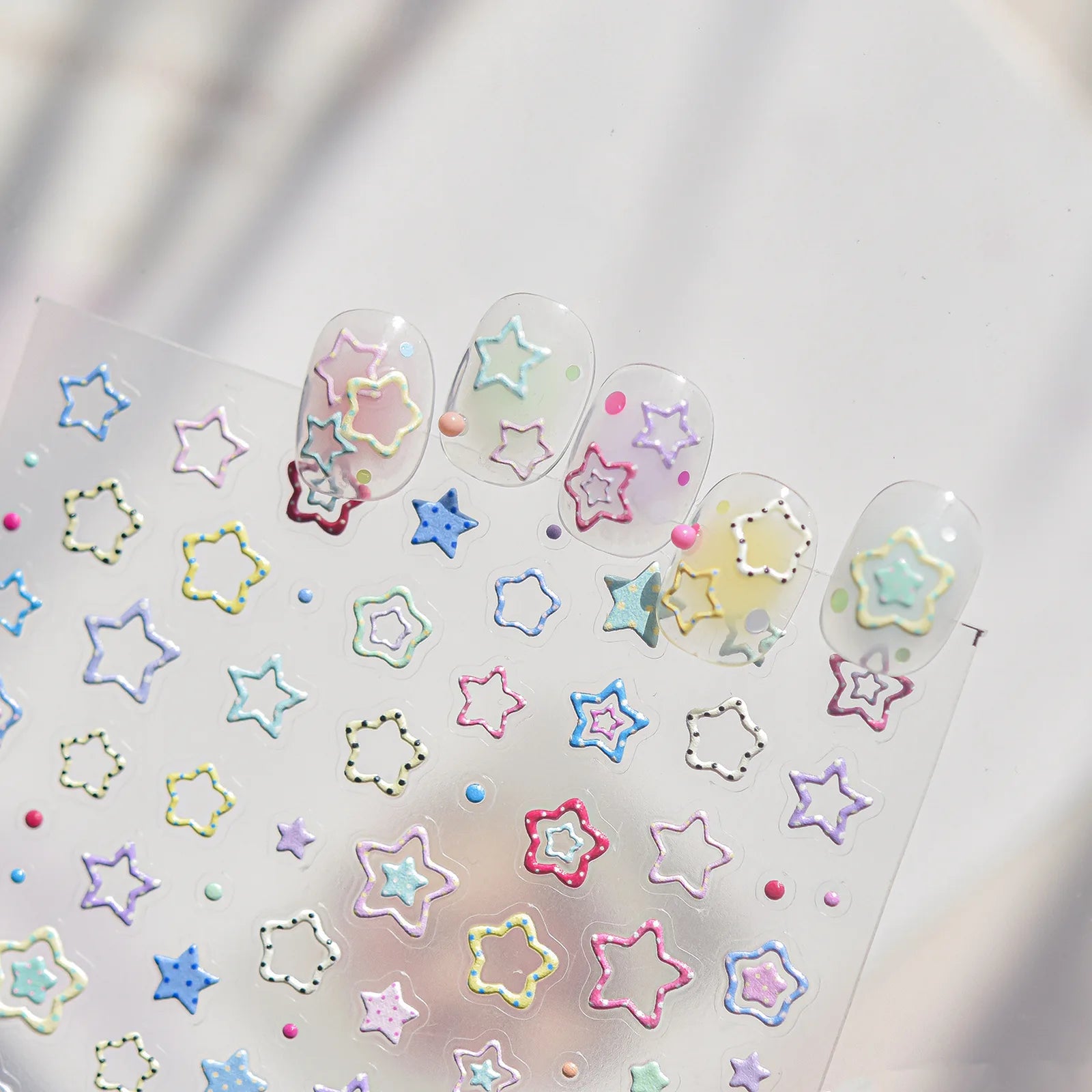 Pastel Star Nail Stickers | Kawaii Celestial Nail Art Decals - image 3