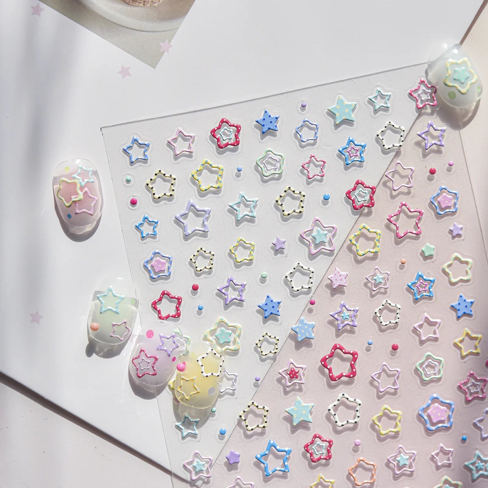 Pastel Star Nail Stickers | Kawaii Celestial Nail Art Decals - image 4