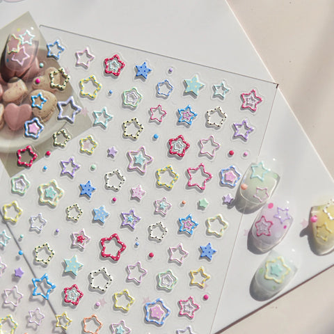 Pastel Star Nail Stickers | Kawaii Celestial Nail Art Decals - image 5