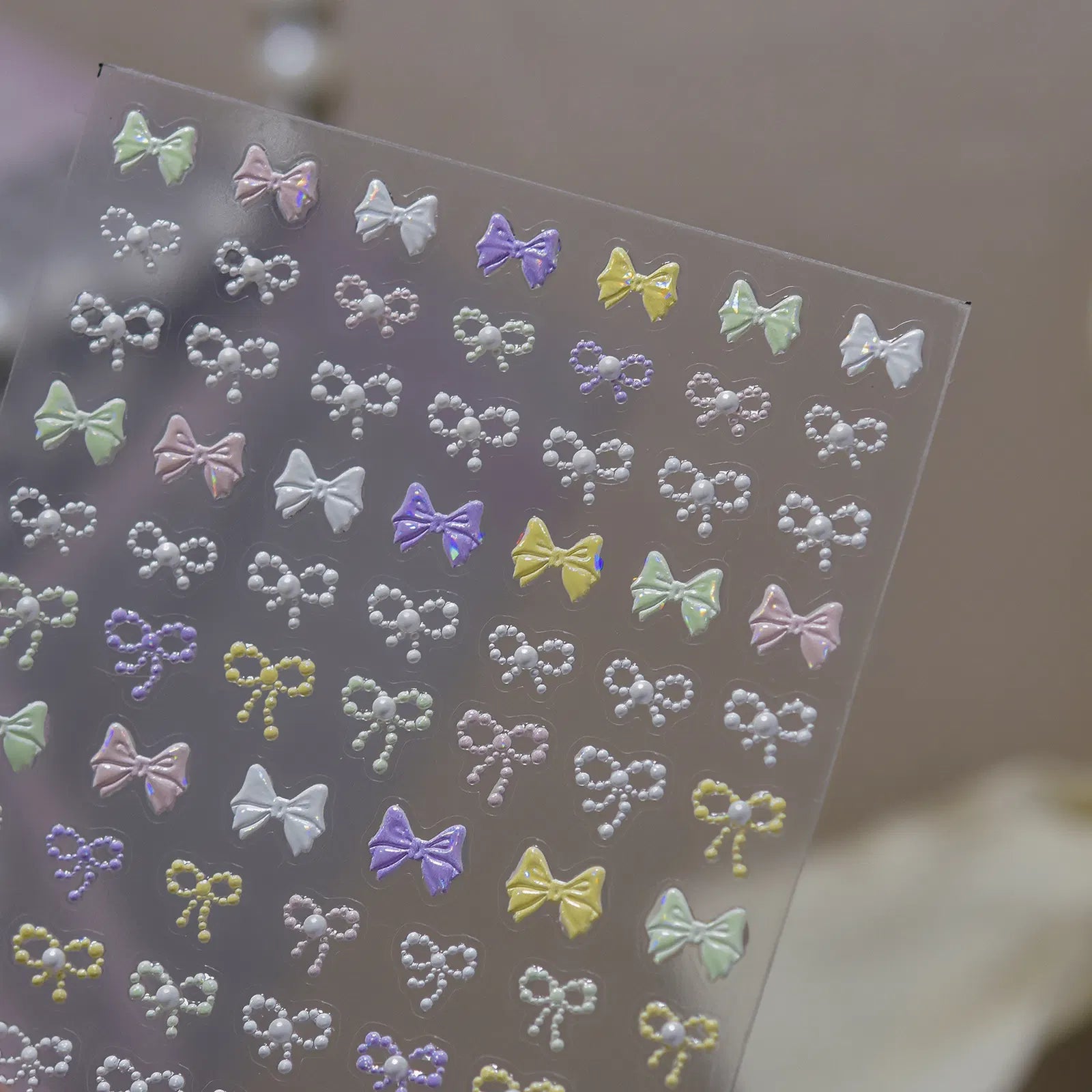 Pearl Bow Nail Stickers | Coquette Nail Art Decals - image 1