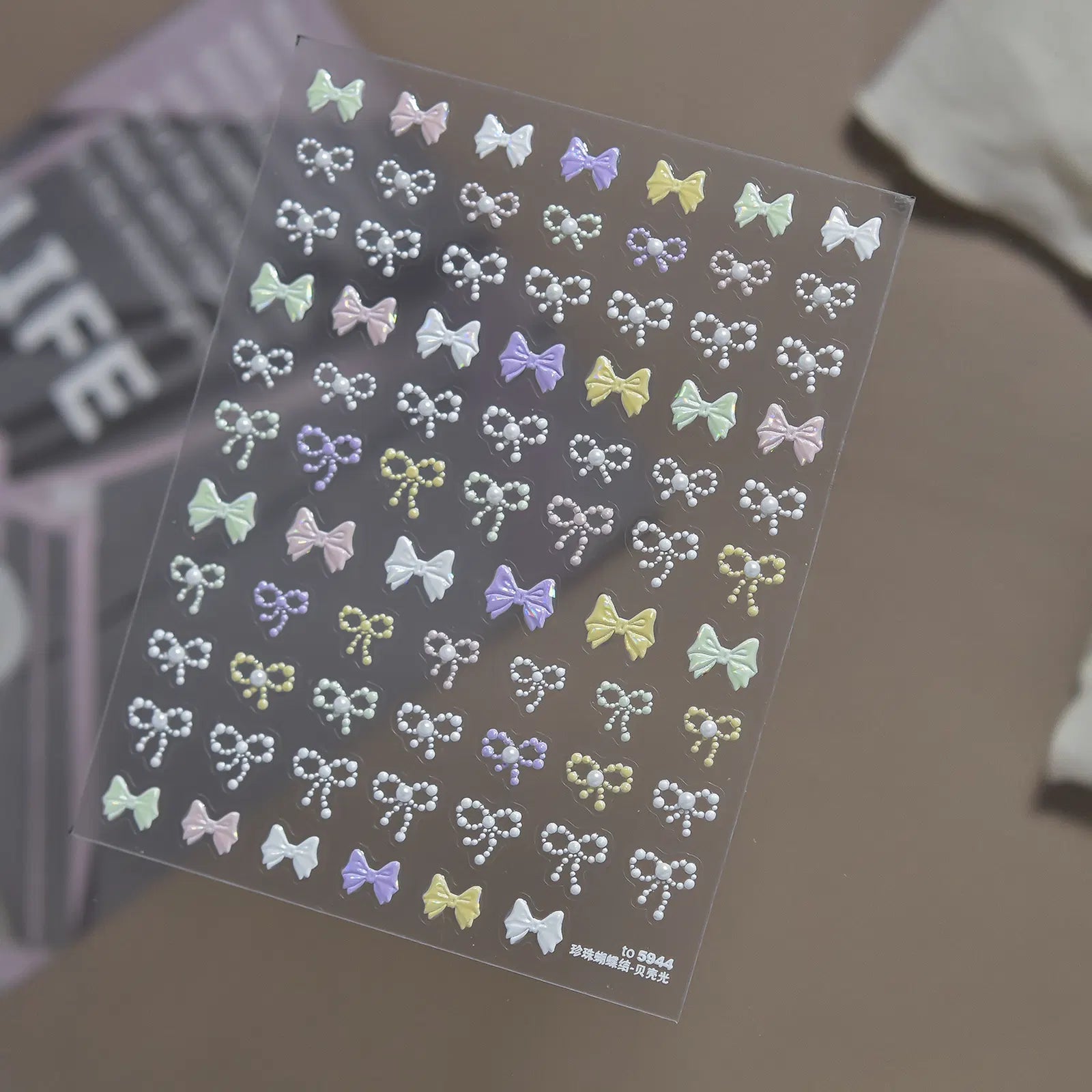 Pearl Bow Nail Stickers | Coquette Nail Art Decals - image 2