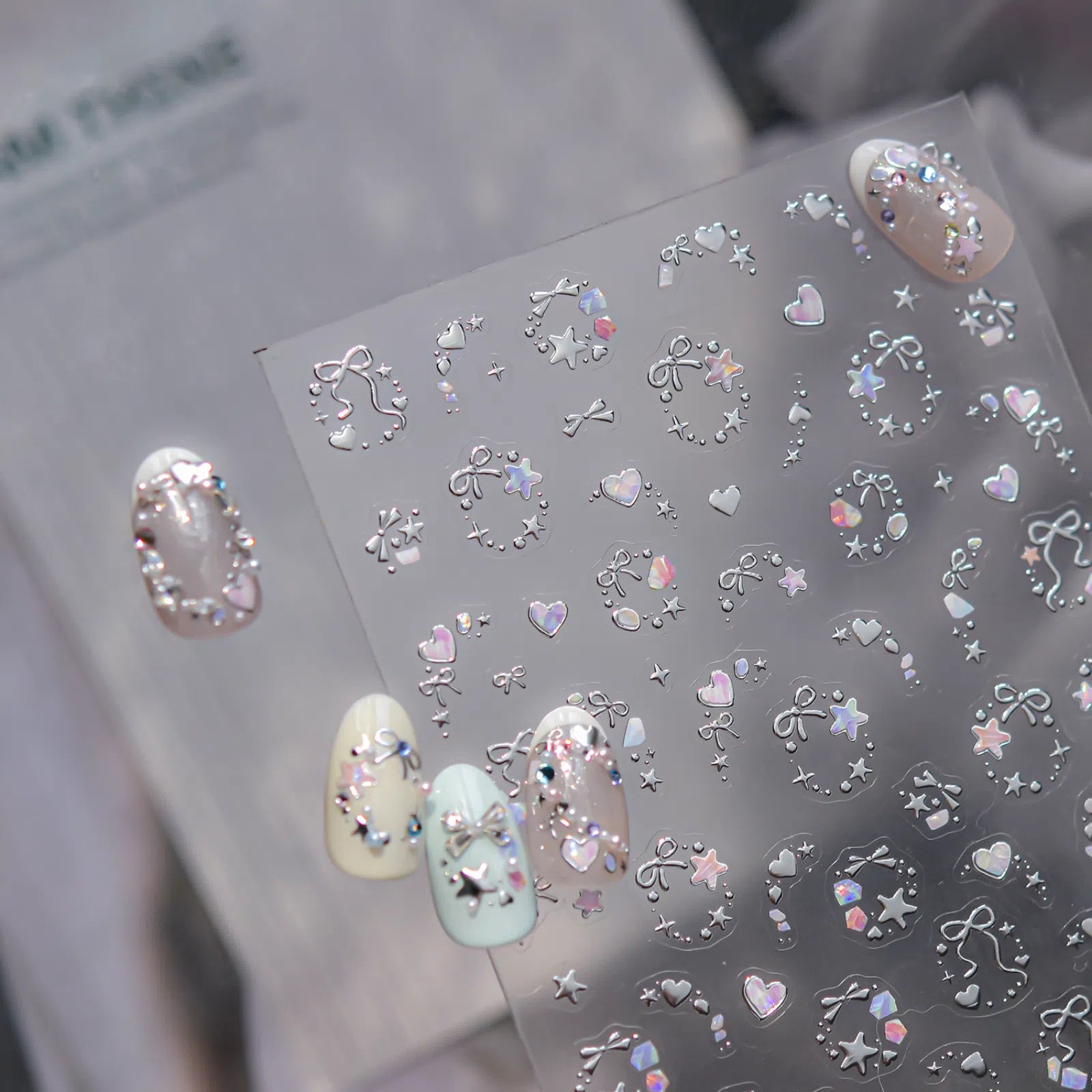 Pearl Moon Nail Stickers | Elegant Nail Art Decals image