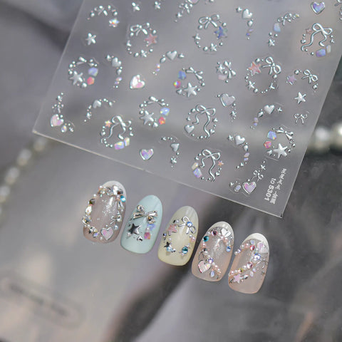 Pearl Moon Nail Stickers | Elegant Nail Art Decals image