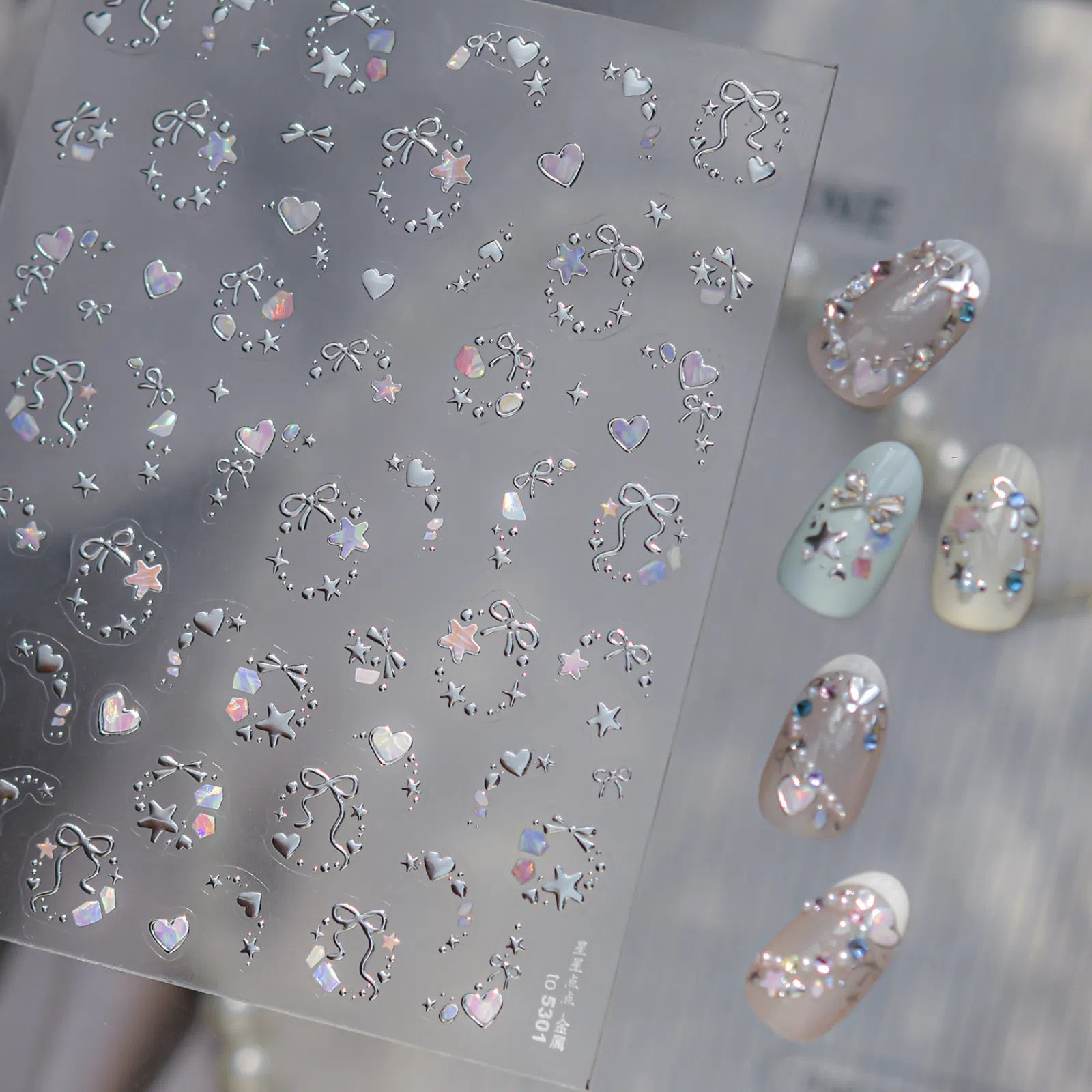 Pearl Moon Nail Stickers | Elegant Nail Art Decals image