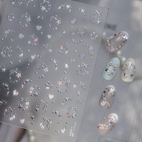 Pearl Moon Nail Stickers | Elegant Nail Art Decals image