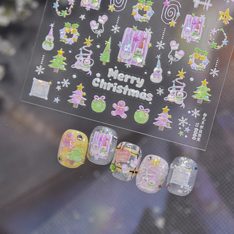 Pink Christmas Nail Stickers | Soft Holiday Nail Art Decals - image 2