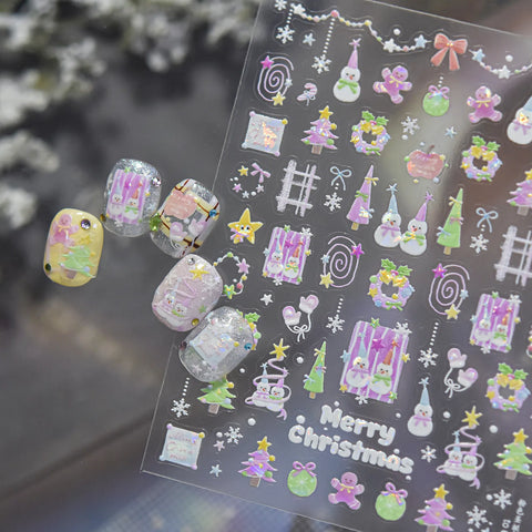 Pink Christmas Nail Stickers | Soft Holiday Nail Art Decals - image 4