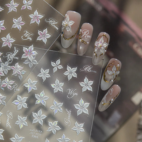 Pink Flower Nail Stickers | Soft Floral Nail Art Decals - image 1
