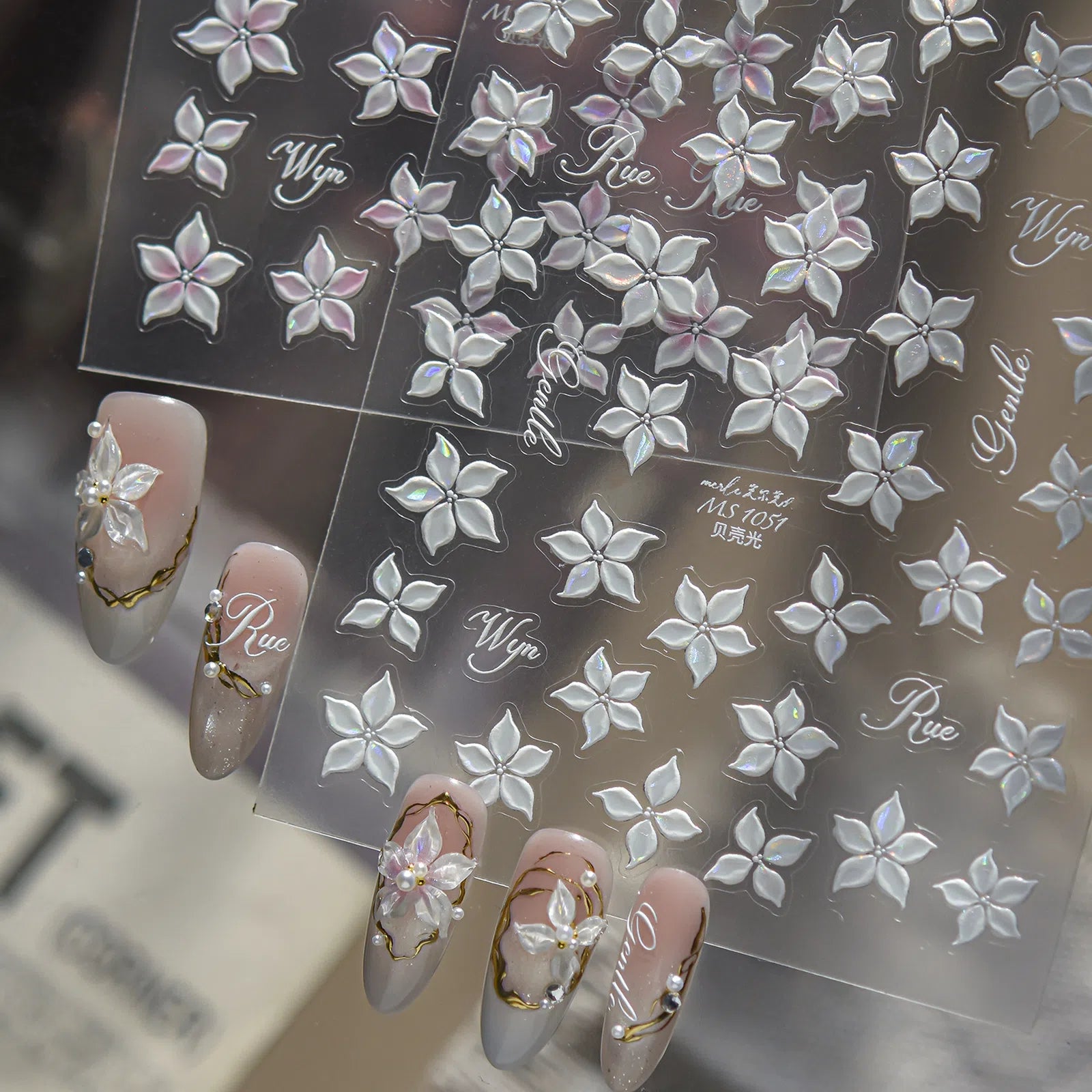 Pink Flower Nail Stickers | Soft Floral Nail Art Decals - image 2