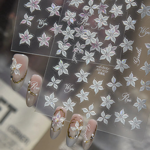 Pink Flower Nail Stickers | Soft Floral Nail Art Decals - image 2