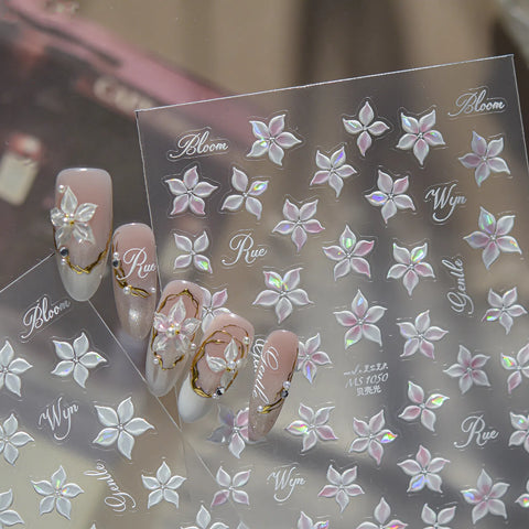 Pink Flower Nail Stickers | Soft Floral Nail Art Decals - image 3
