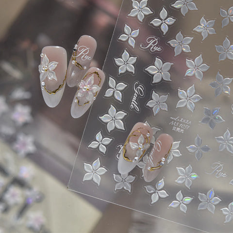 Pink Flower Nail Stickers | Soft Floral Nail Art Decals - image 4