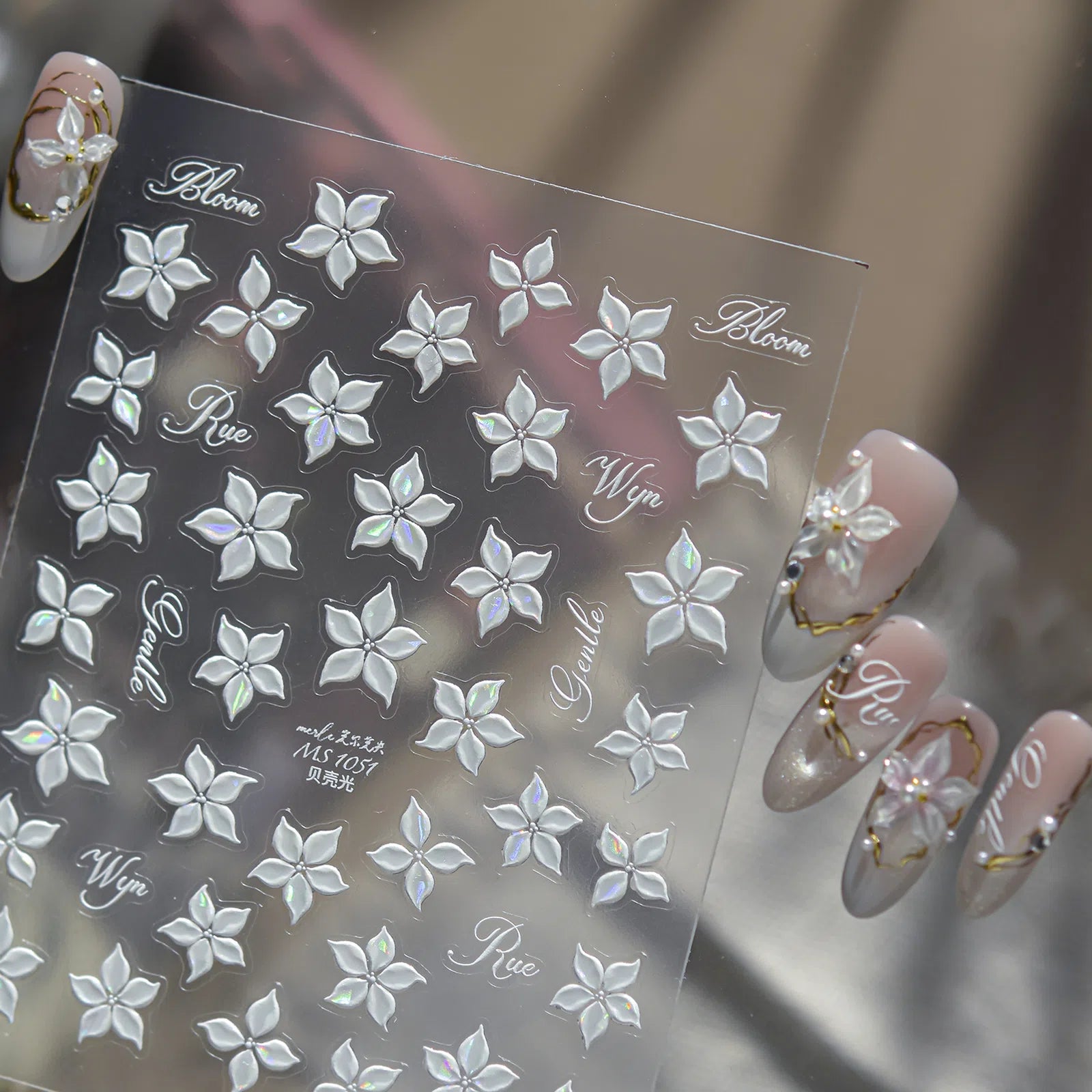 Pink Flower Nail Stickers | Soft Floral Nail Art Decals - image 5