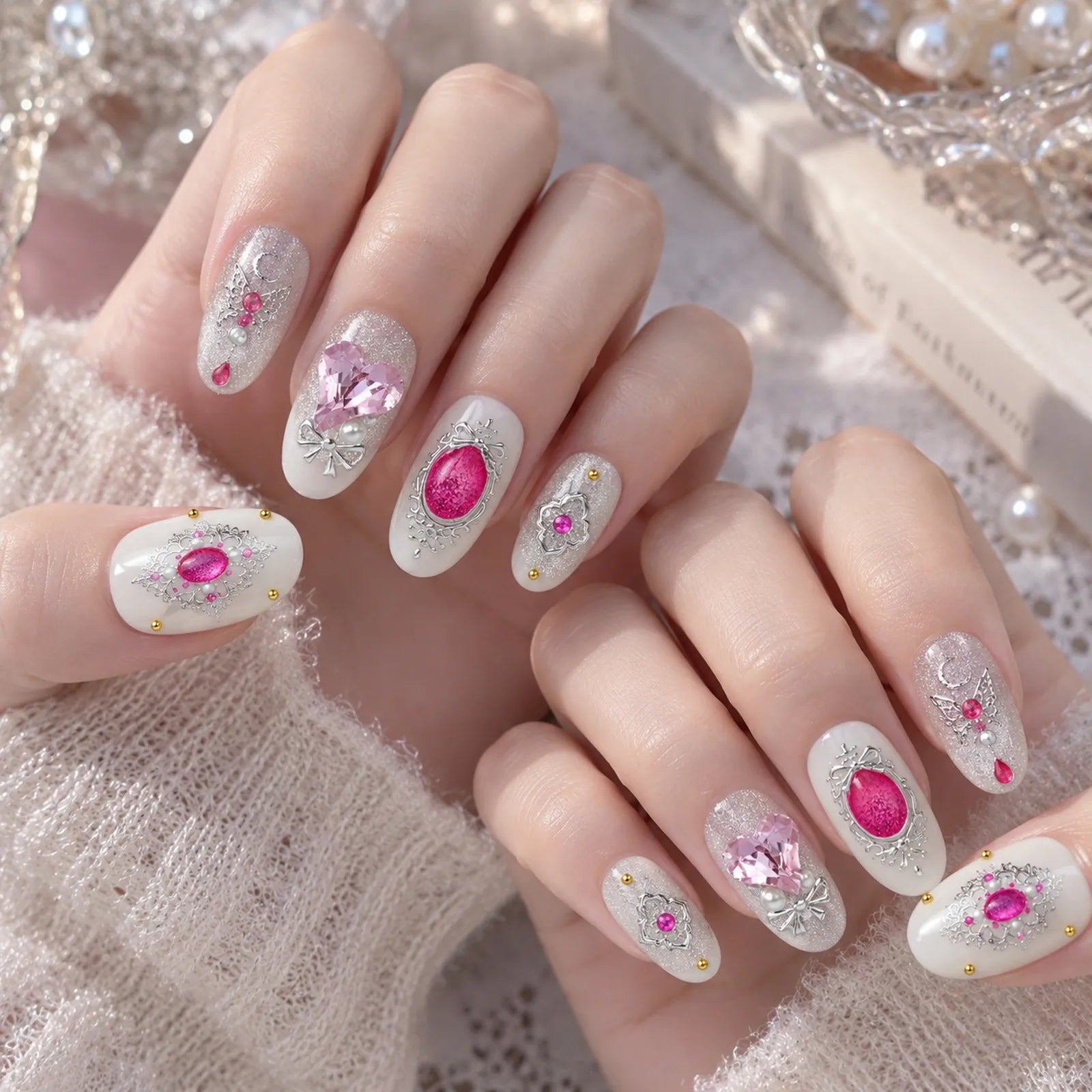 Pink Gem Nail Stickers - nail art product image 2