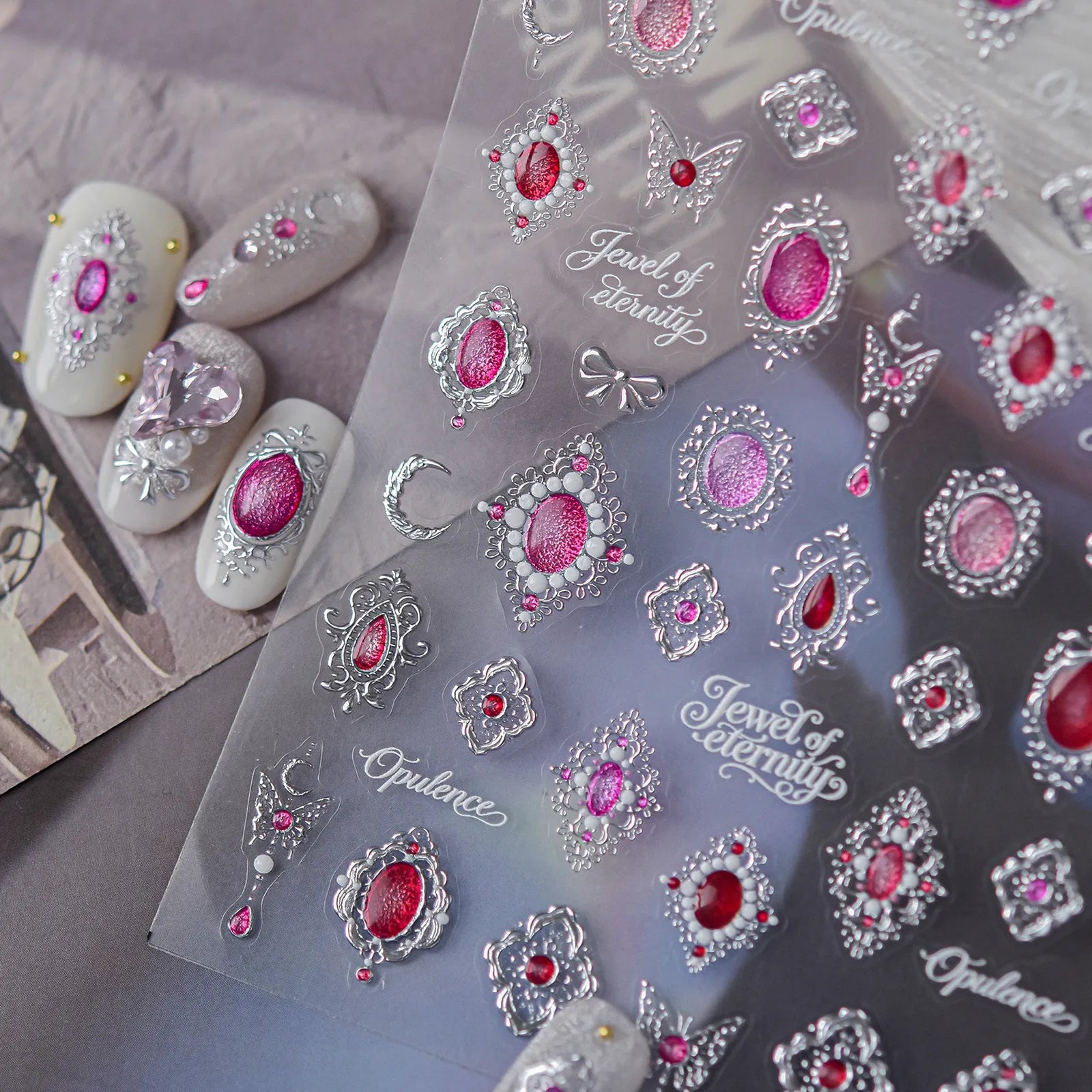 Pink Gem Nail Stickers - nail art product image 3