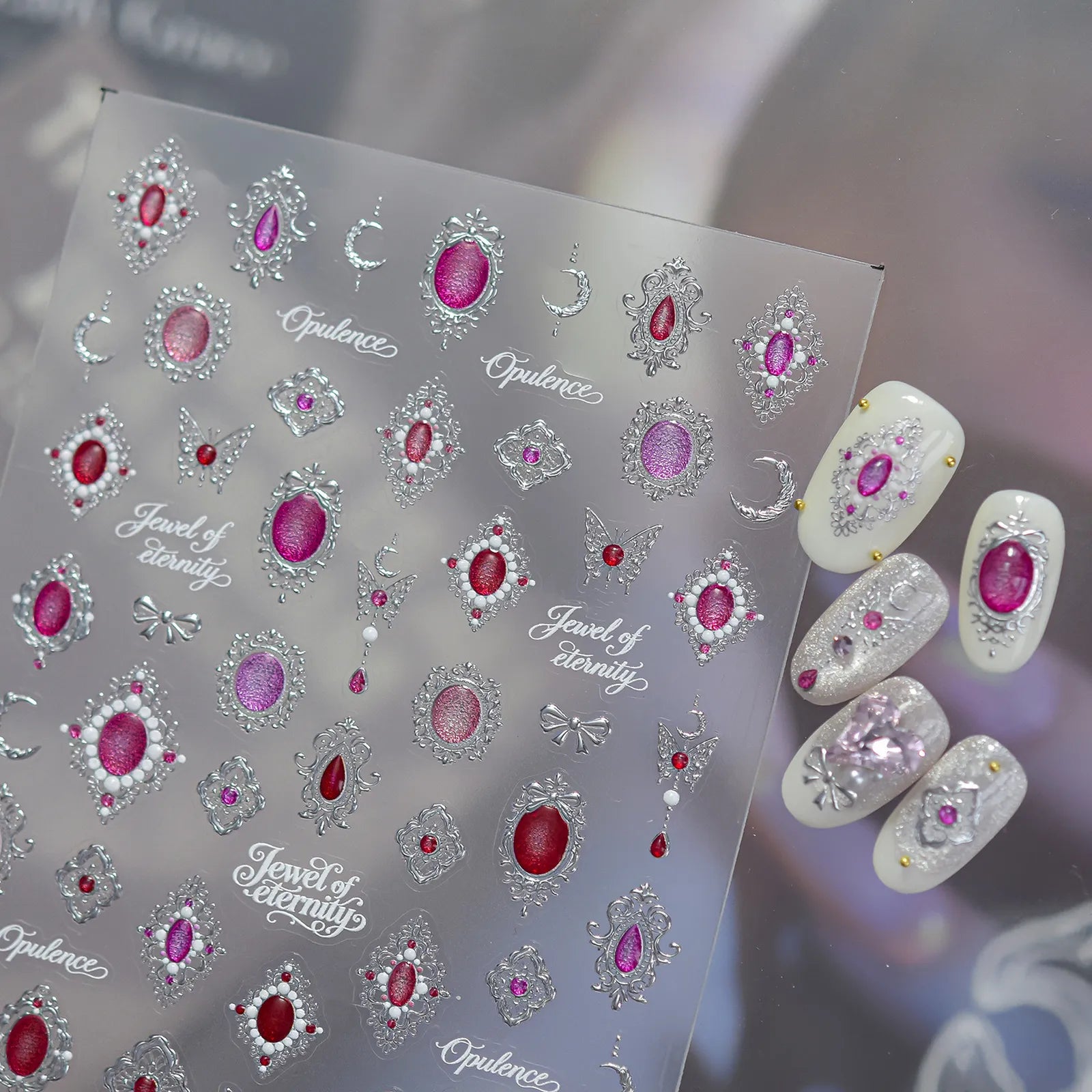 Pink Gem Nail Stickers - nail art product image 5