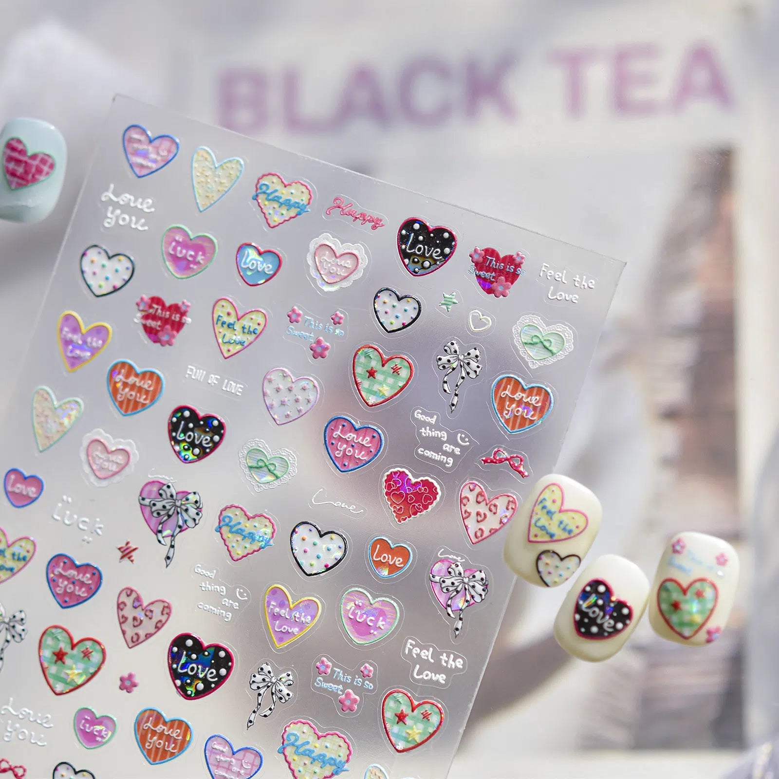 Pink Heart Nail Stickers | Sweet Coquette Nail Art Decals - image 2