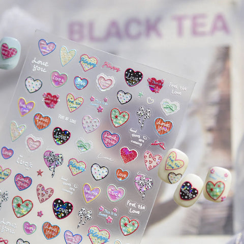 Pink Heart Nail Stickers | Sweet Coquette Nail Art Decals - image 2