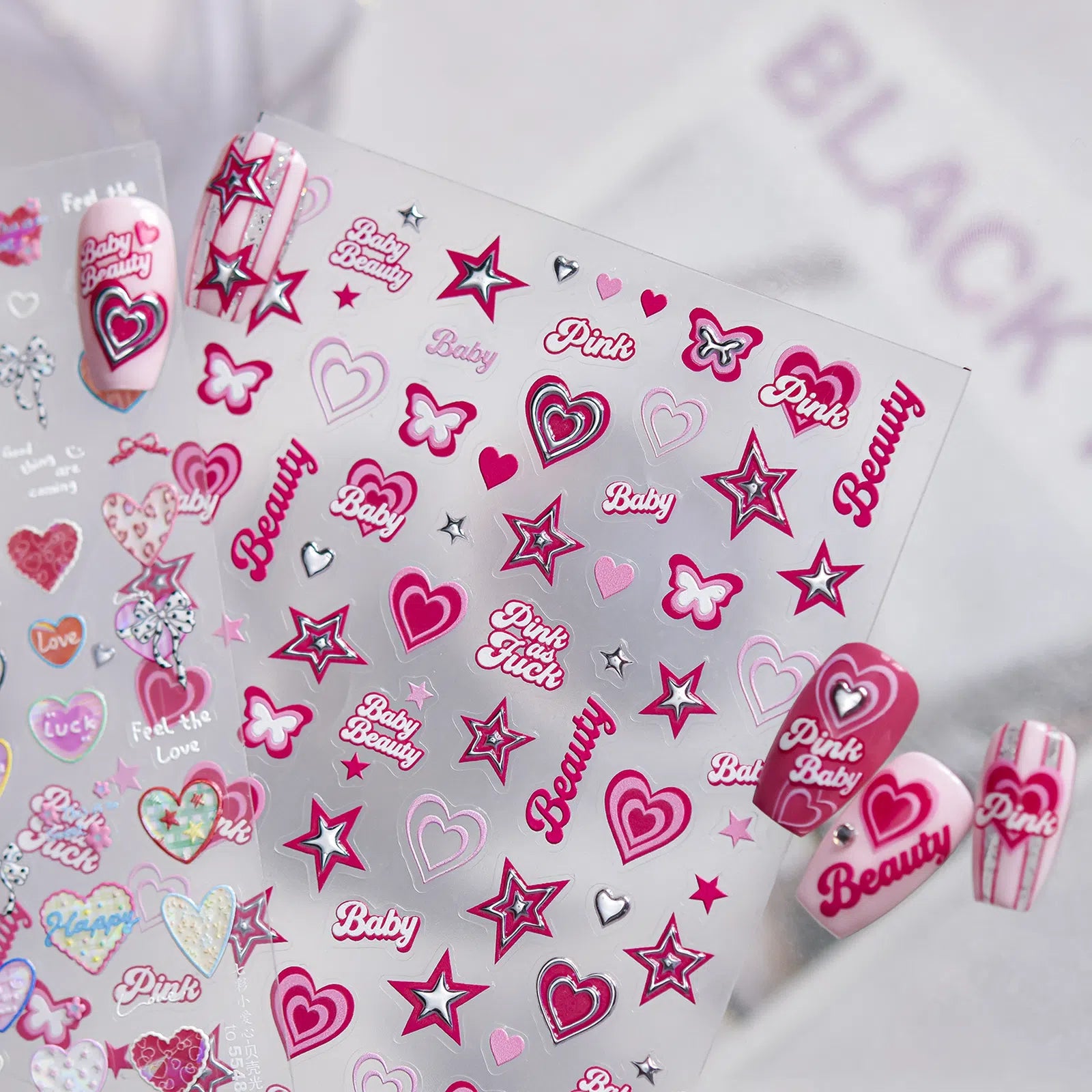 Pink Heart Nail Stickers | Sweet Coquette Nail Art Decals - image 4