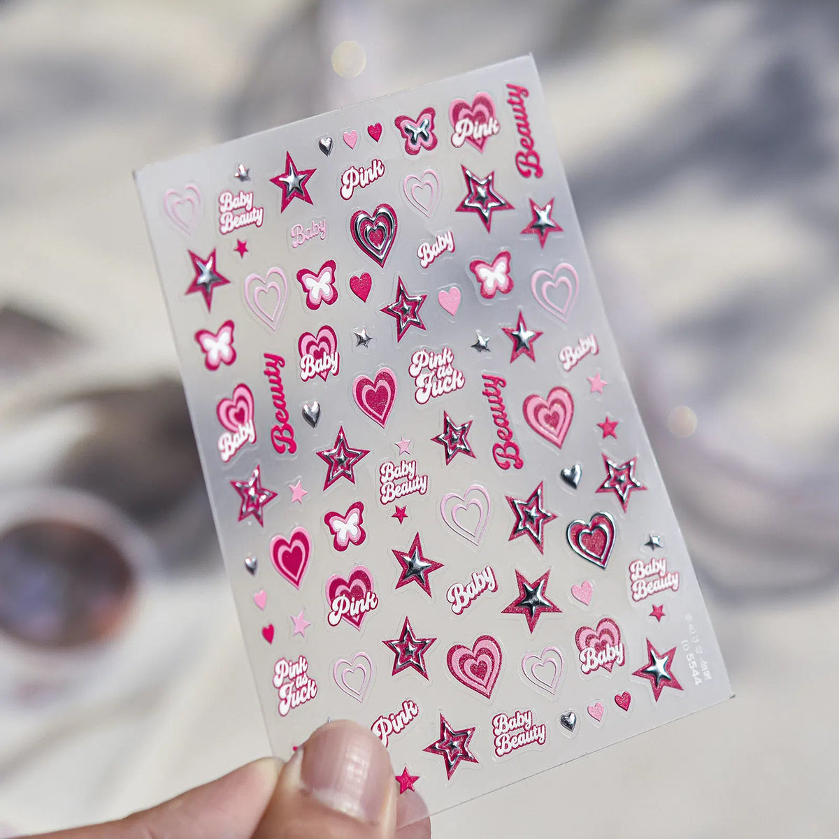 Pink Heart Nail Stickers | Sweet Coquette Nail Art Decals - to5544 variant image
